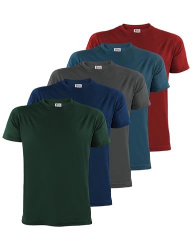 مجموعة تي شيرتات للرجال من ALPIDEX 5 قطع بأكمام قصيرة، 100% قطن، بلون موحد، مقاسات S M L XL XXL 3XL 4XL 5XL، الحجم: 5XL، اللون: أرضي