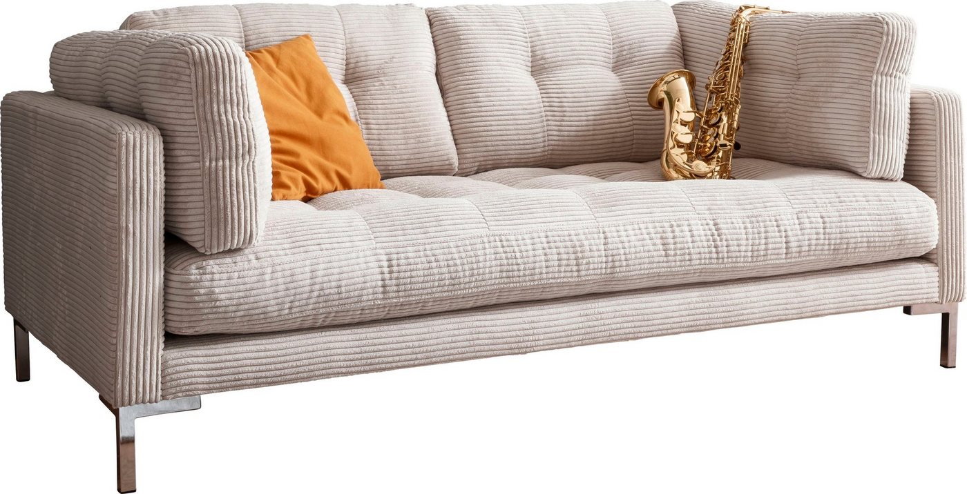 TitleAR: أريكة 2-سيتزر "لاندو" من تريندز باي إتش جي، في قماش كورد مع قاعدة معدنية