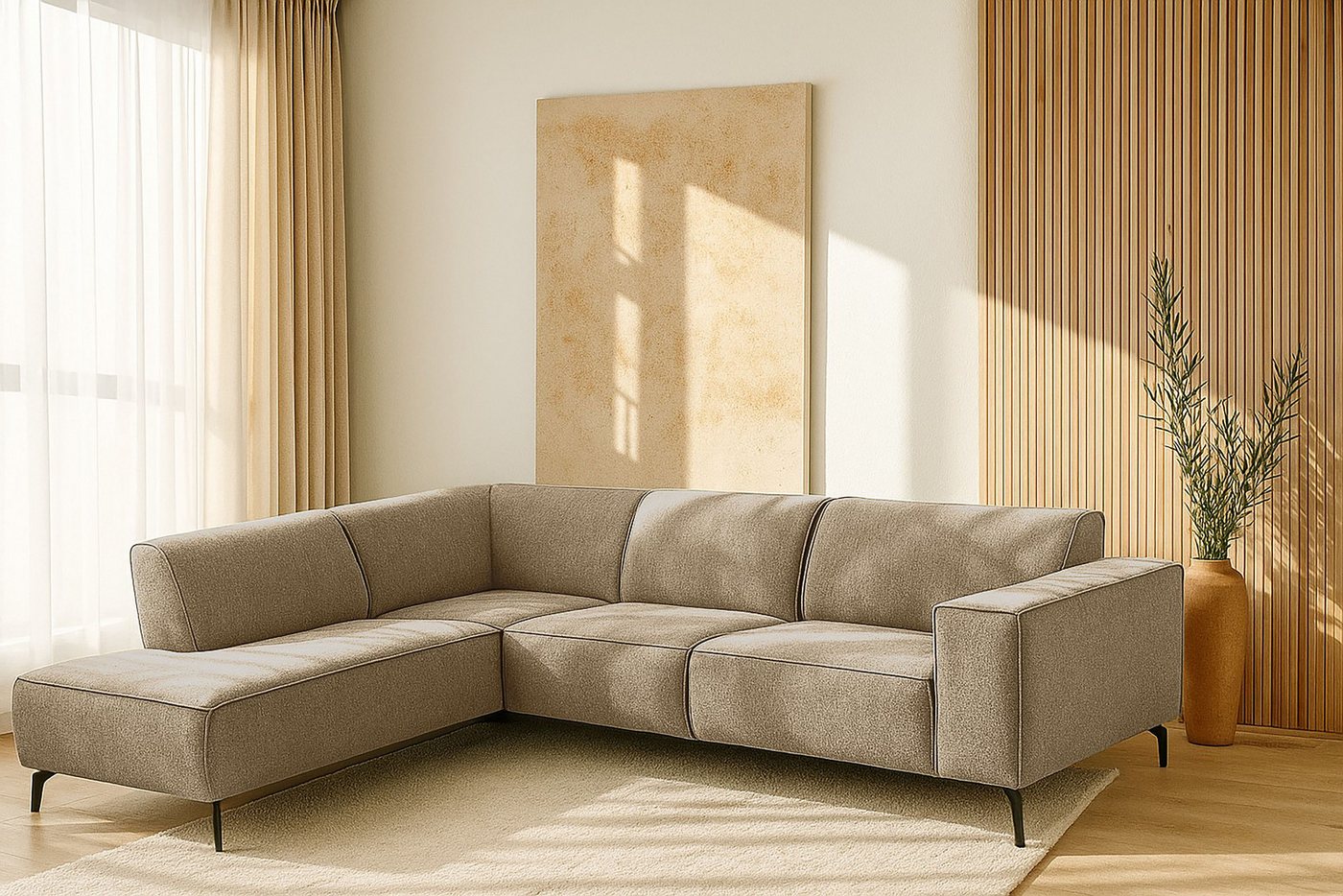 أريكة زاوية هوم أفيري LORCAN بأقدام معدنية، عرض 275 سم،