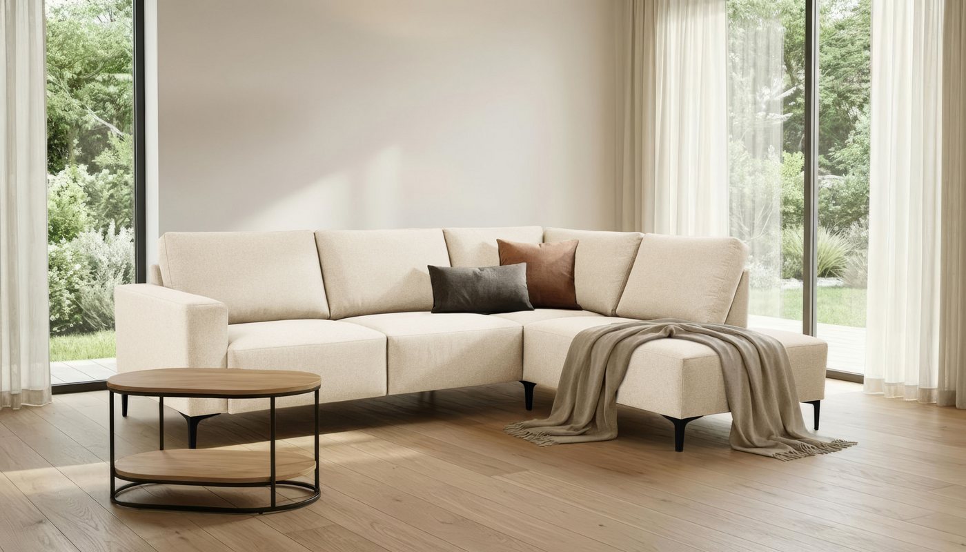 أريكة زاوية Home affaire Tournon، شكل L، عرض 256 سم، قماش، شنيلا، أريكة بتصميم شمالي