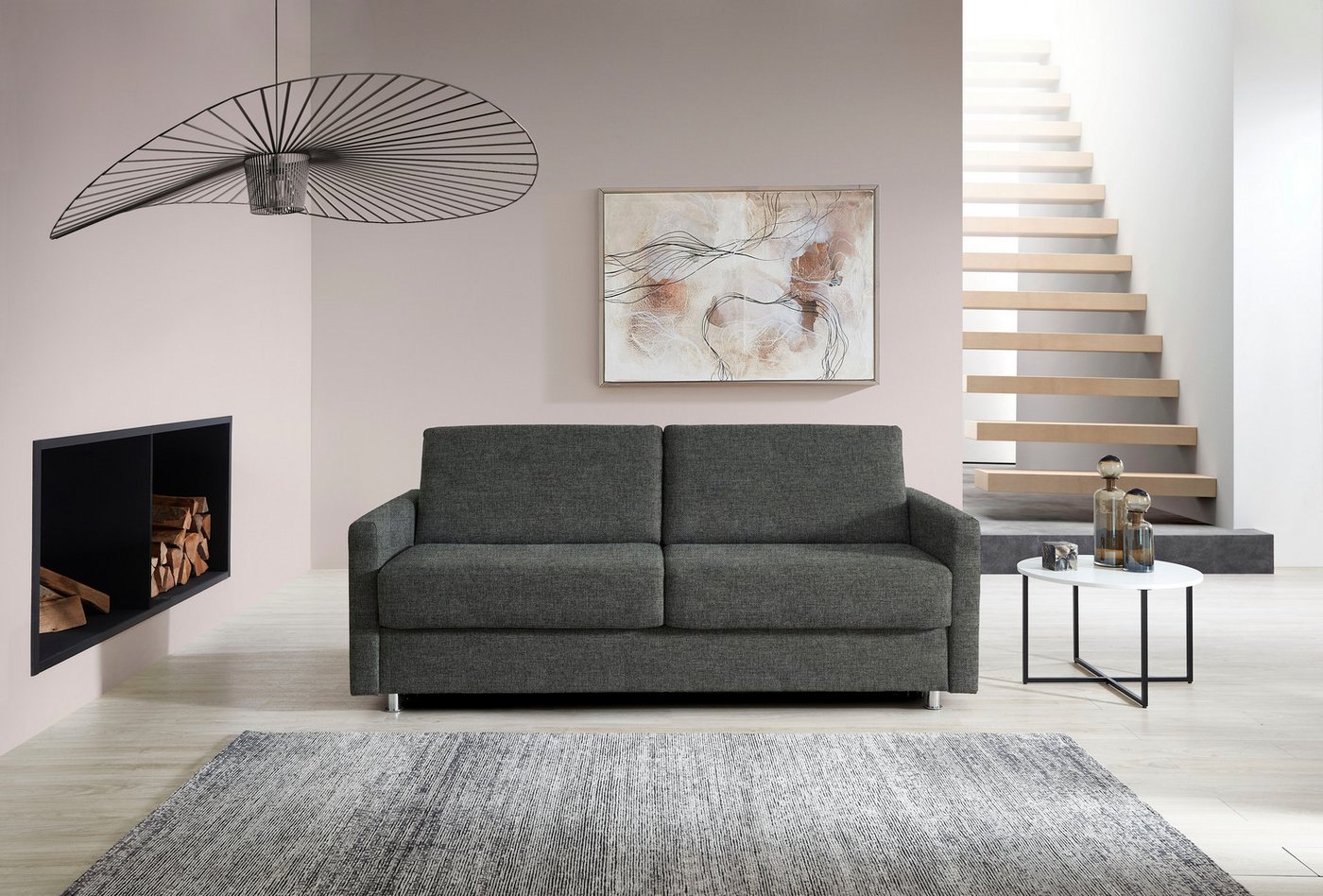 أريكة نوم بالي JUNARA، سرير دائم مع قاعدة مرتبة مقسمة، عرض 160 و 180 سم، خيارين للمرتبة