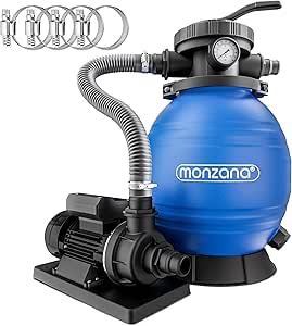 Monzana® Sandfilteranlage SF12K – 10.200L/h, 400W, Selbstansaugend, 7-Wege Ventil